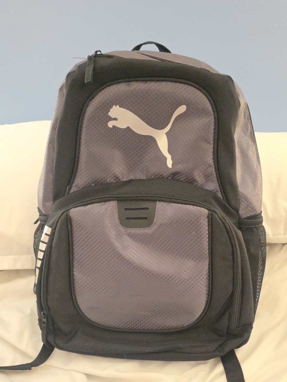 Puma Unisex Gray and Black Sport Backpack with Padded Straps